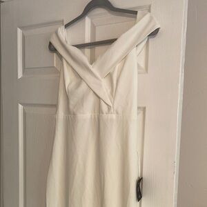Lulus Cream One Shoulder Sundress Cap Sleeve